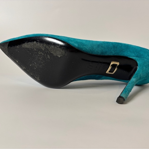 Vintage Roger Vivier Teal Suede Pumps – Paris Designer Heels,  Size 38.5 - Picture 7 of 8
